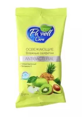 Влажные салфетки Flovell Care фруктовые 15 шт в ассортименте